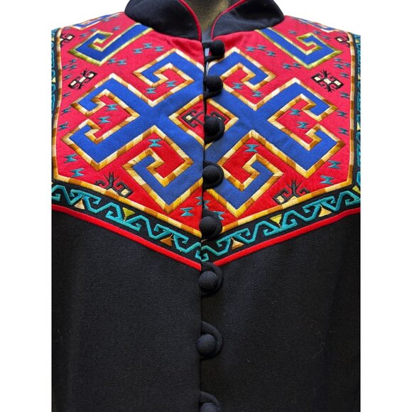 Hairston Roberson Rodeo Jacket Black Embroidered Front Button Size 12 - Picture 4 of 8